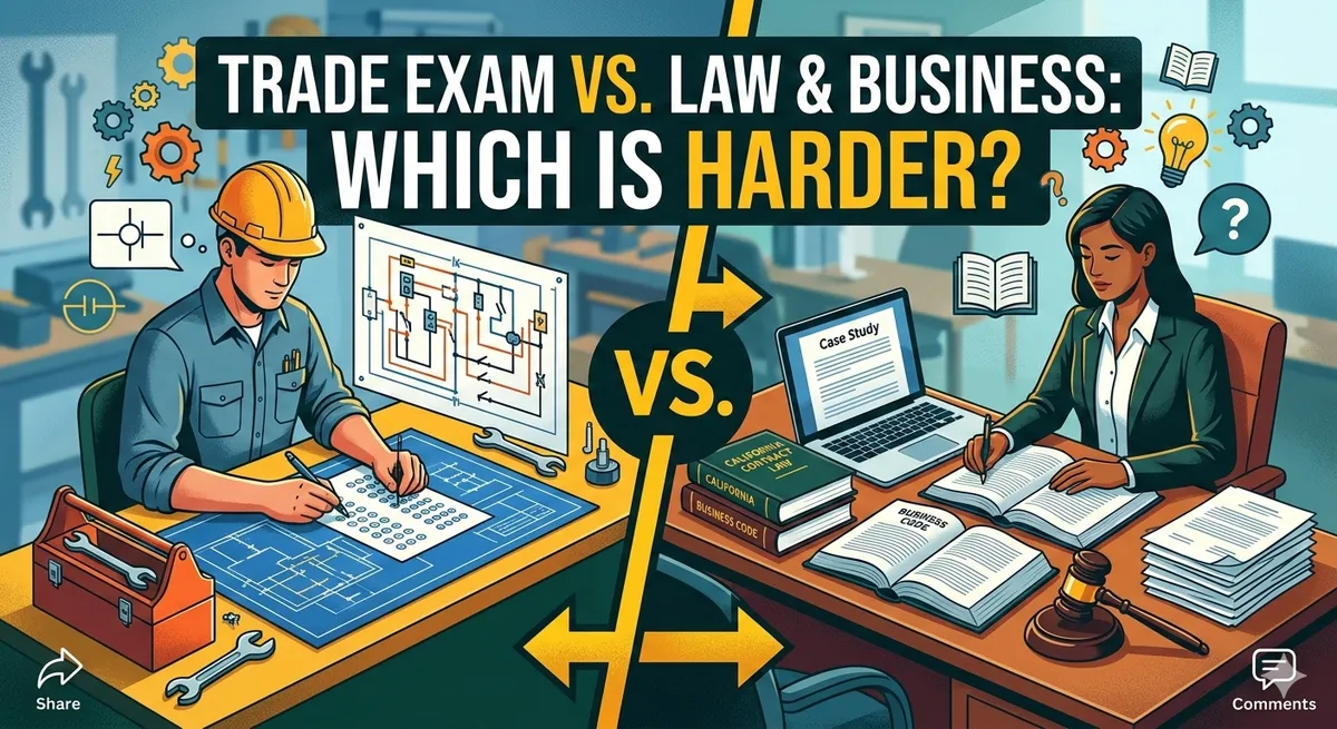 Law & Business vs. C-10 Trade Exam: Which is Harder?